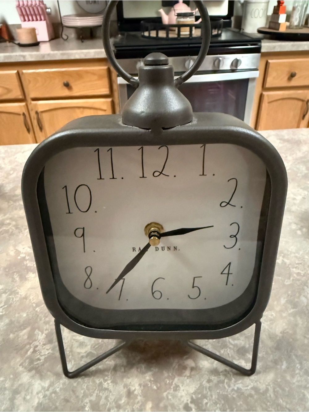 Rae Dunn Gray Metal Clock with White Face